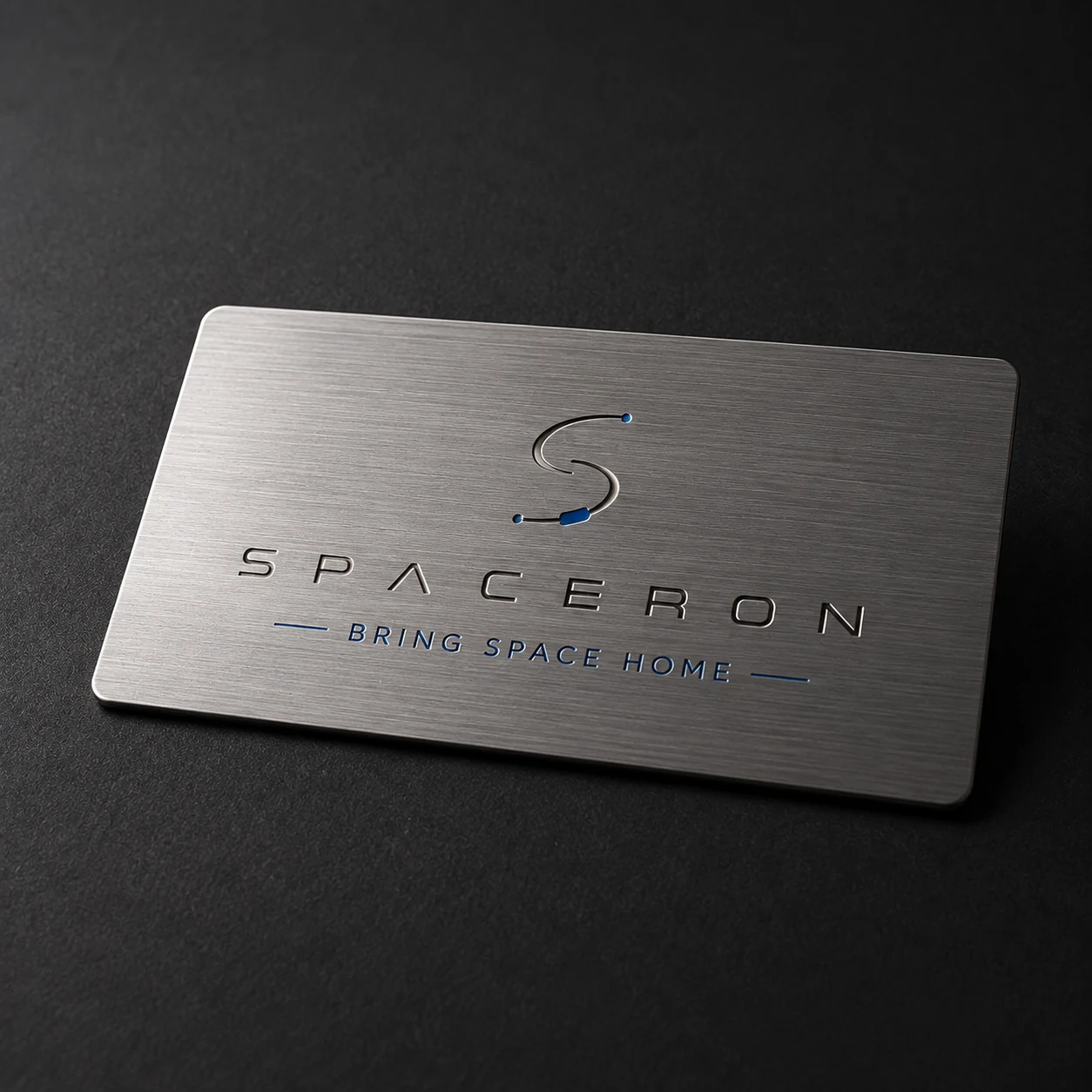 Brushed metal Spaceron plaque presentation example