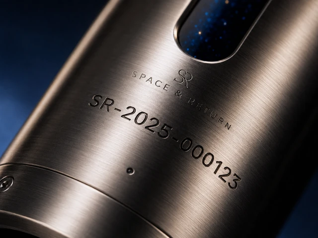 Macro view of the engraved capsule serial number